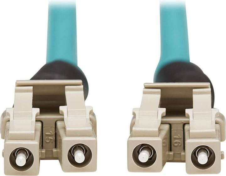 Actual product image Eaton 10Gb Rigid Industrial Duplex Multimode 50/125 OM3 Fiber Patch Cable LC/LC - IP68 Aqu (1 m)