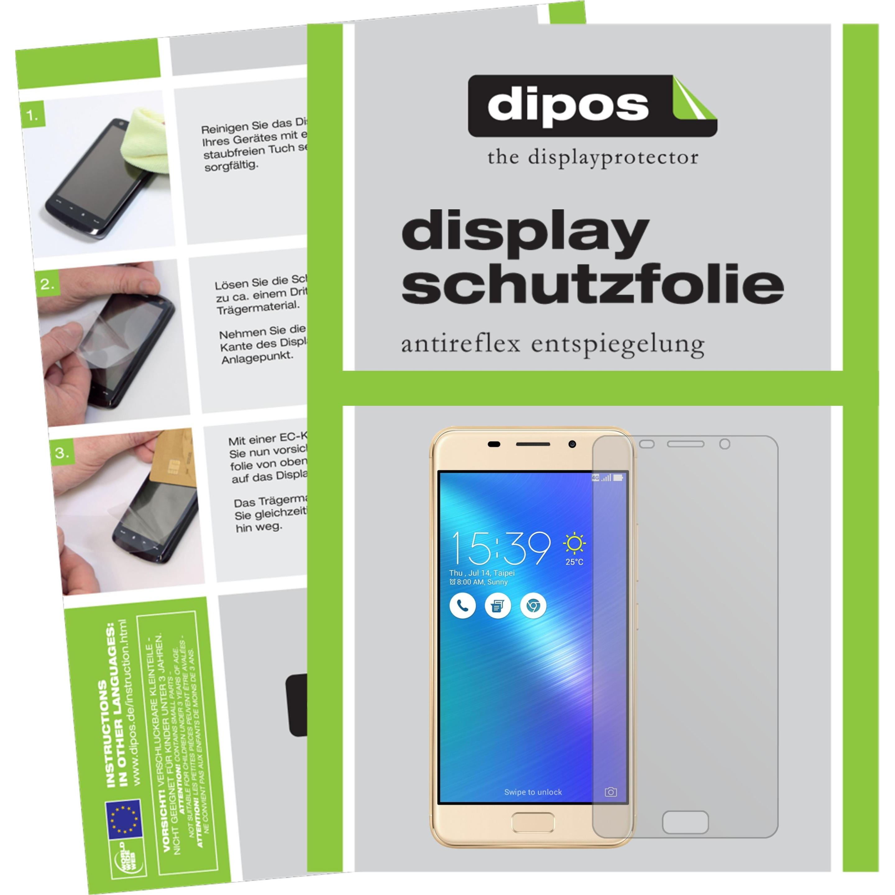 Dipos Displayschutzfolie Antireflex (2 Stück, Asus Zenfone 3S Max), Smartphone Schutzfolie, Transparent