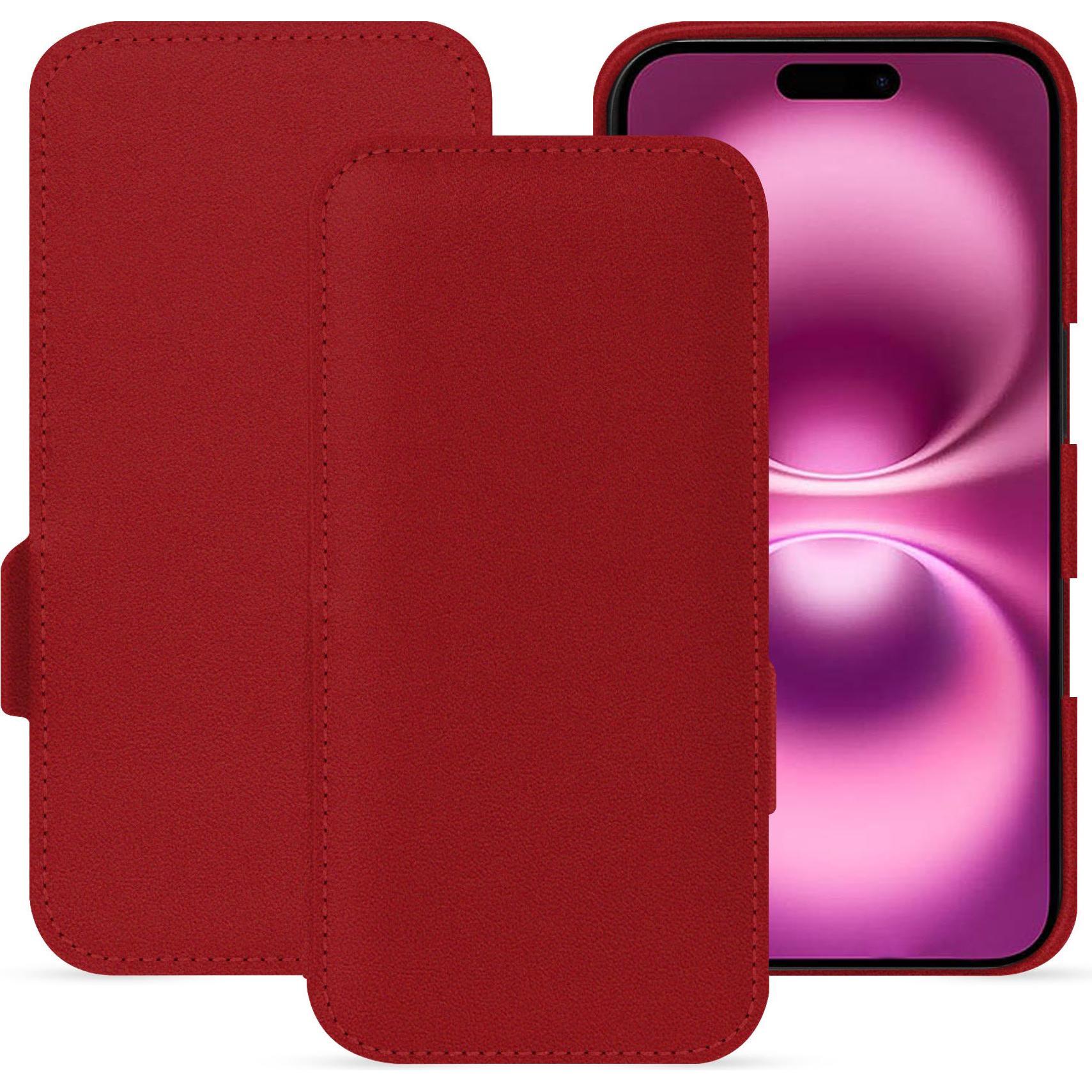 Noreve Lederschutzhülle horizontal (Apple iPhone 16 Plus), Smartphone Hülle, Rot