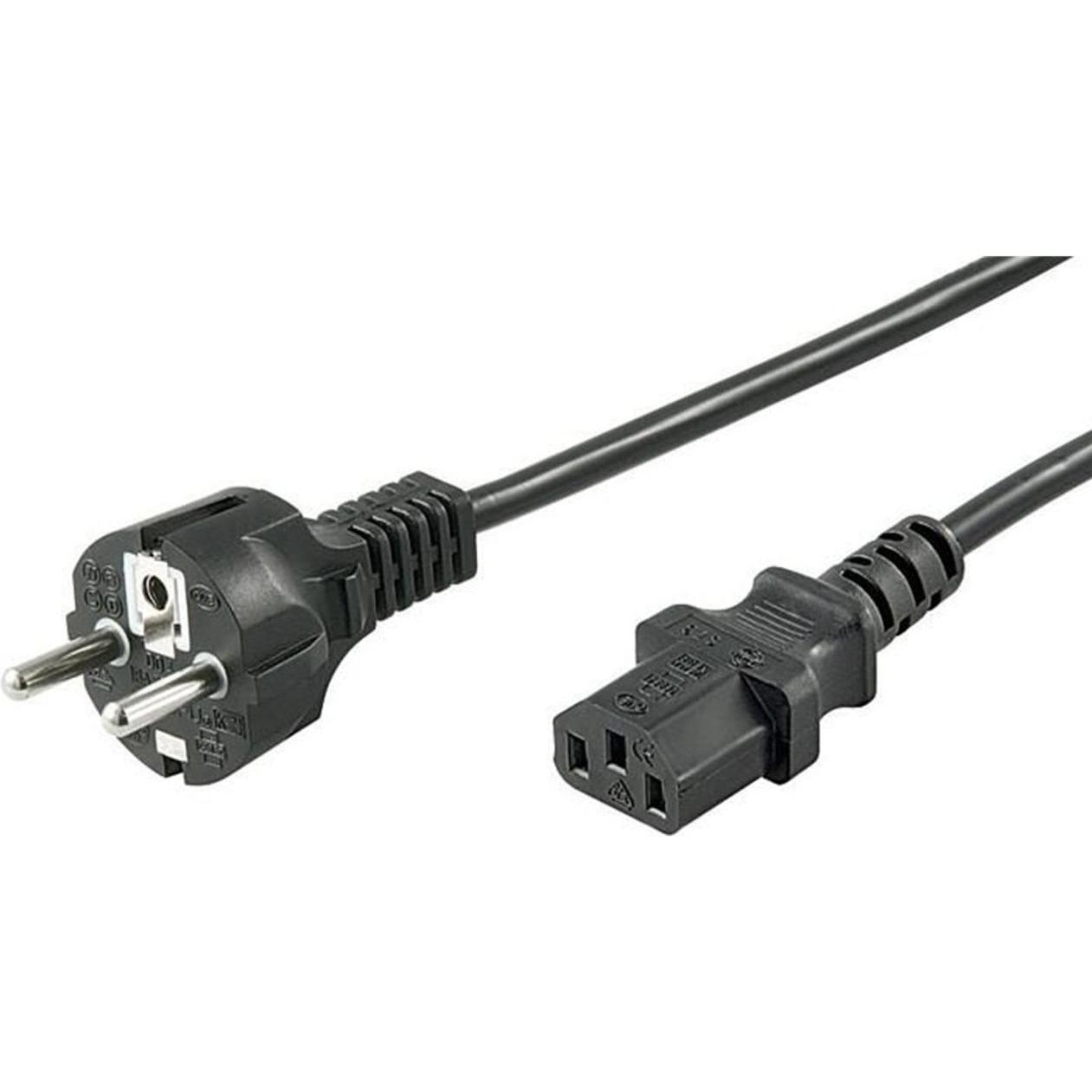 MicroConnect, Verlängerungskabel, PE020410 Stromkabel Schwarz 1 m CEE7/7 C13-Koppler (1 m, CEE 7/7)