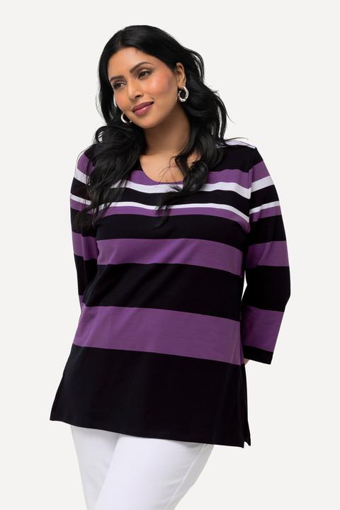 Produktbild Ulla Popken Shirt, Ringel, Rundhals, 3/4-Arm, Pima Cotton (42, 44)