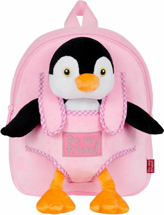 Perletti Peggie Penguin reversible rucksack with plush toy 27cm
