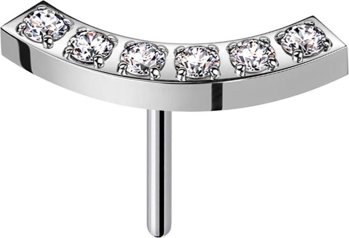 Immagine prodotto Star Piercing Argento senza fili curvo sei cristalli argento (senza ottone, Acciaio chirurgico 316L)