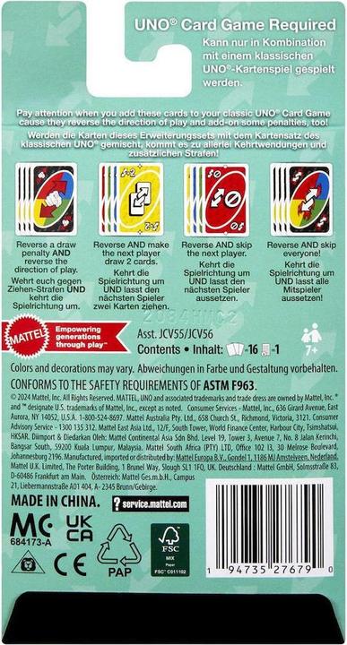 Actual product image Mattel UNO Erweiterungsset Retour Set (German)