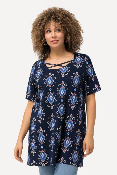 Actual product image Ulla Popken Abstract Print Short Sleeve Knit Tunic (46, 48)