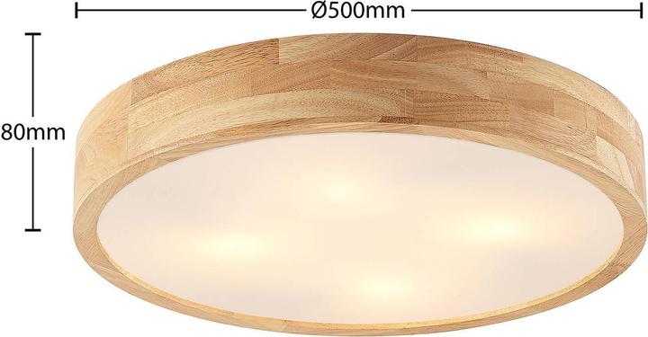 Actual product image Lindby Tanju ceiling light, oak wood Ø 50 cm (E27)