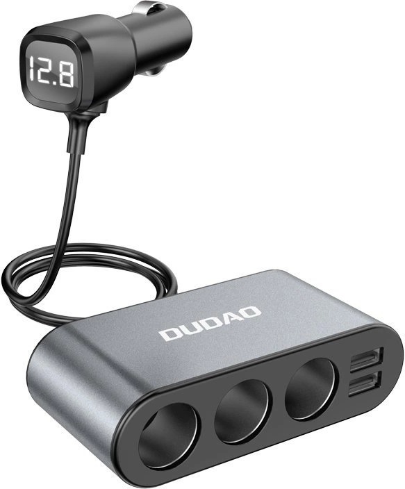 Produktbild Dudao car charger 2x USB / 3x cigarette lighter splitter black (R1Pro black)