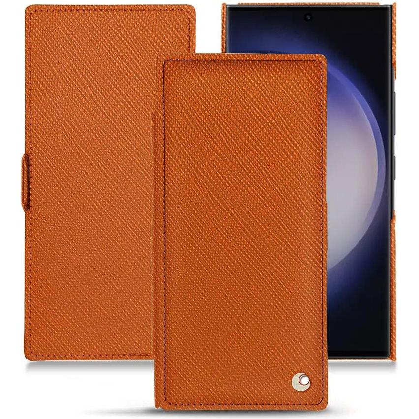 Noreve Lederschutzhülle horizontal (Samsung Galaxy S23 Ultra, Samsung Galaxy S24 Ultra), Smartphone Hülle, Orange