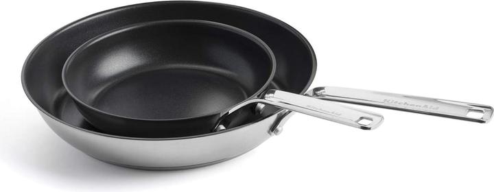 KitchenAid 2-teiliges Bratpfannen-Set mit 3-lagiger Antihaftbeschichtung (28 cm, Padella per friggere, Acciaio inossidabile)