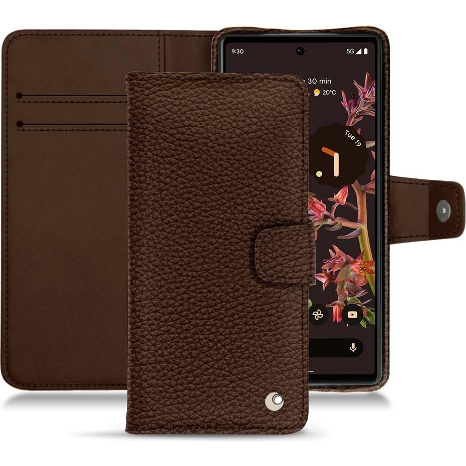 Noreve Lederschutzhülle Wallet (Google Pixel 6), Smartphone Hülle, Braun
