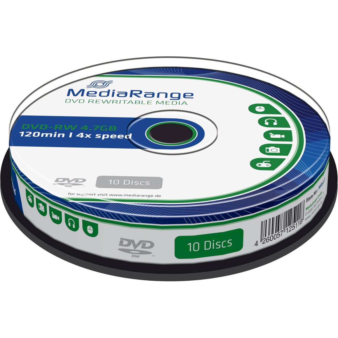 Thumbnail - MediaRange DVD-RW 4.7GB 4x Spindel (10 x), Optischer Datenträger