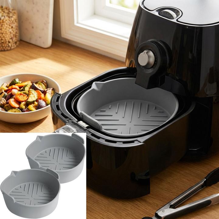 Produktbild Casativo 2er-Set Silikonform für Heissluftfritteuse, grau, Ø 19 x H 6 cm