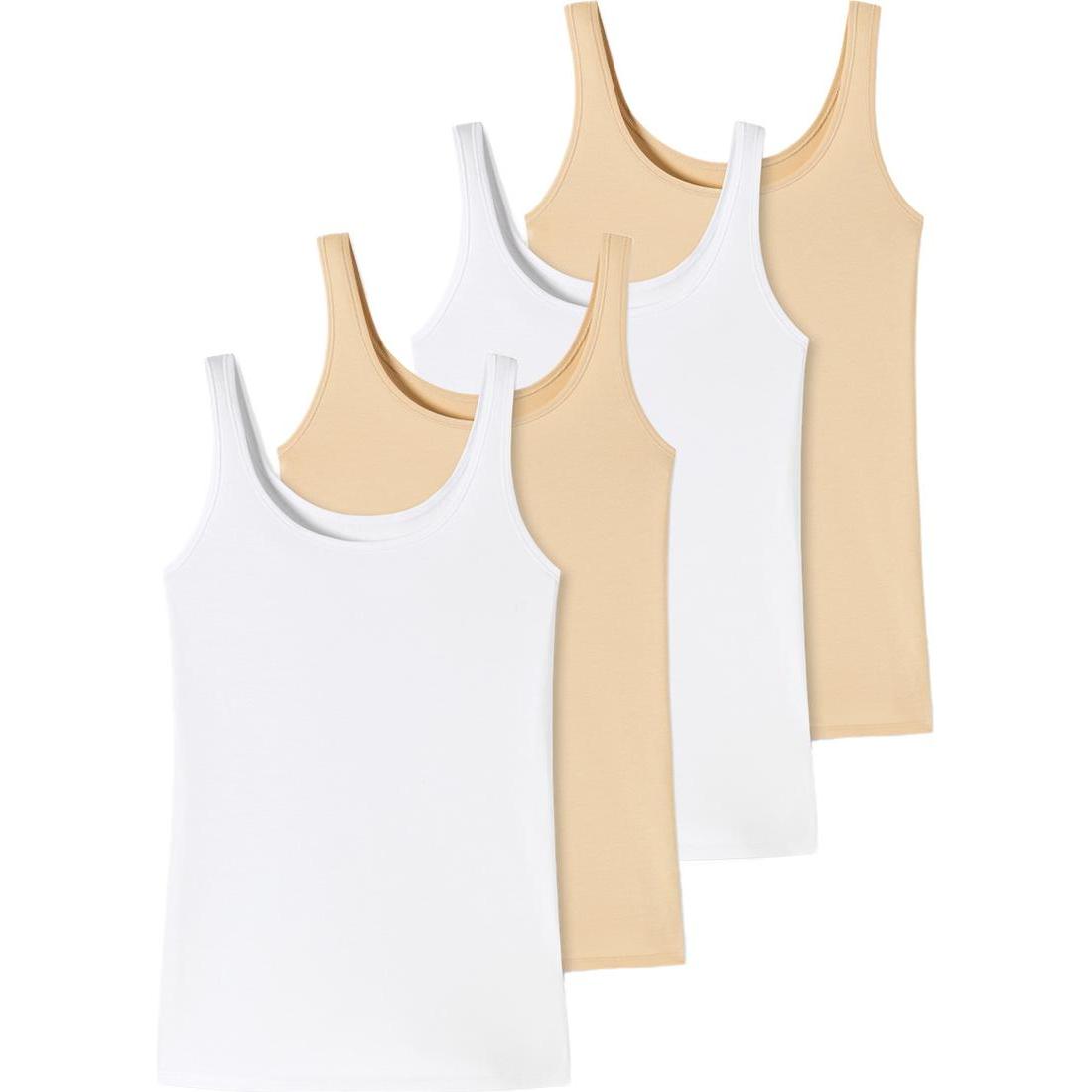 Uncover by Schiesser, Damen, Shirt, 4er Pack Cotton Unterhemd / Top, Mehrfarbig, (L)