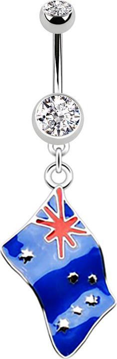 Produktbild Star Piercing Banane silber mit Anhänger Flagge Australien (ohne Messing, Chirurgenstahl 316L)
