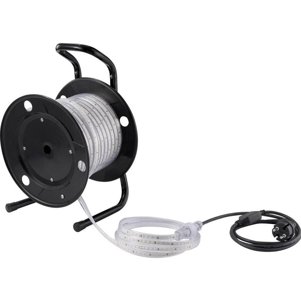 Sygonix, Striscia LED, SY-6700426 LED-Streifen mit Stecker 230 V/AC 25000 mm Tageslichtweiss (Bianco freddo, 2500 cm, Interno)