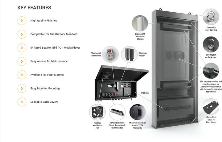 Produktbild DSS Outdoor Stele Portrait, 85" Bildschirm, Aluminium