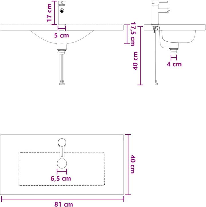 Produktbild vidaXL Badezimmer-Waschtisch (400 mm, 810 mm)