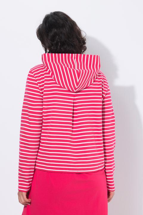 Produktbild Ulla Popken Sweatjacke, Ringel, Saumtunnel, Kapuze (62)