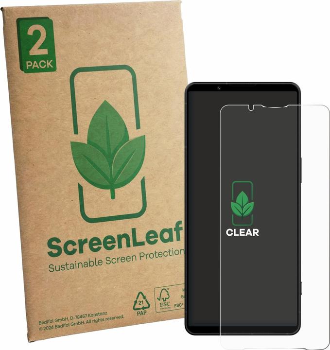 Produktbild ScreenLeaf Schutzfolie für Sony Xperia 1 VIII nachhaltiger Displayschutz Display Schutz Folie Klar Transparent (2 Stk., Sony Xperia 1 VII)