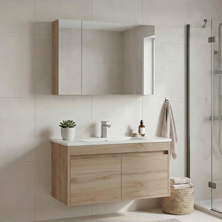 Produktbild Homitis Side 100 v3 Bathroom Cabinet With Sink & Mirror Set (2 Pieces)