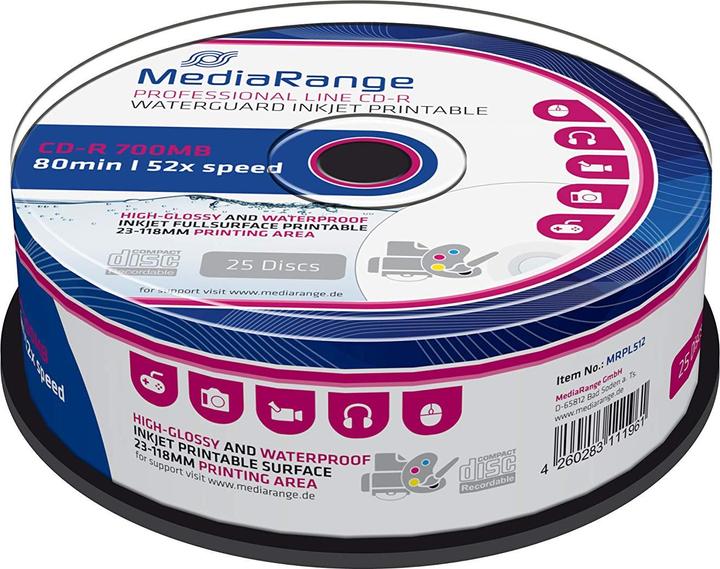 Actual product image MediaRange CD-R 700MB/80Min, 25 spindle (25x)