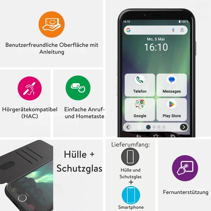 Produktbild Doro Aurora A10 / WCS graphit (64 GB, Graphit, 4.50", Dual SIM, 4G)