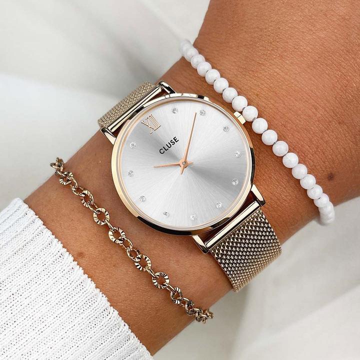 Actual product image Cluse Minuit Mesh Rosé (Analogue wristwatch, 33 mm)