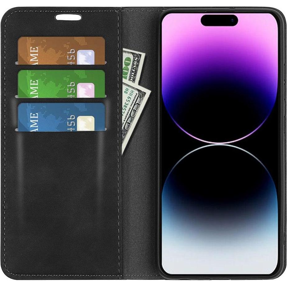 Thumbnail - Cover-Discount iPhone 15 Pro - Stand Flip Case Hülle schwarz (Apple iPhone 15 Pro), Smartphone Hülle, Schwarz