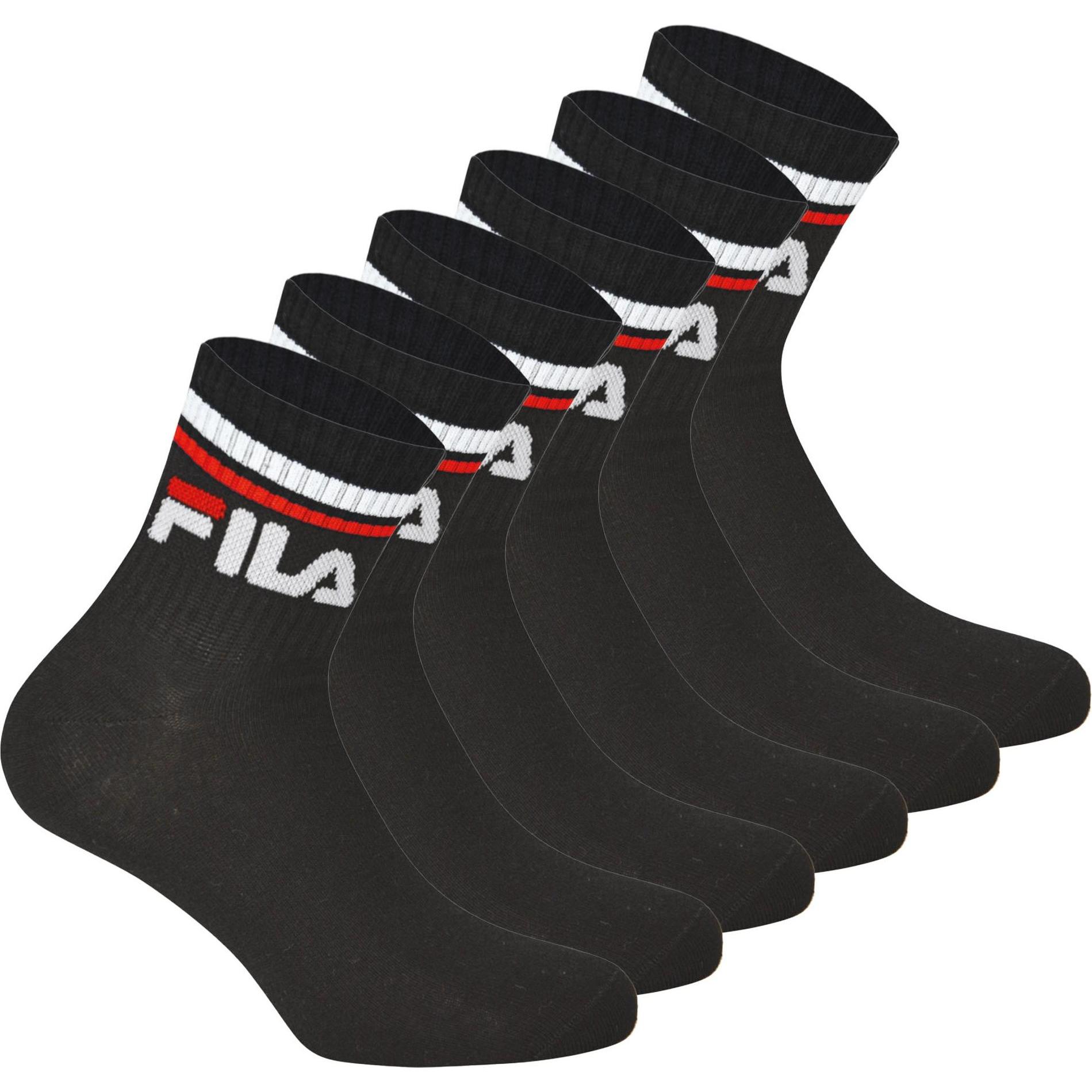 FILA, Herren, Socken, Quarter Unisex Plain Socks, Schwarz, (6er Pack, 35 - 38)