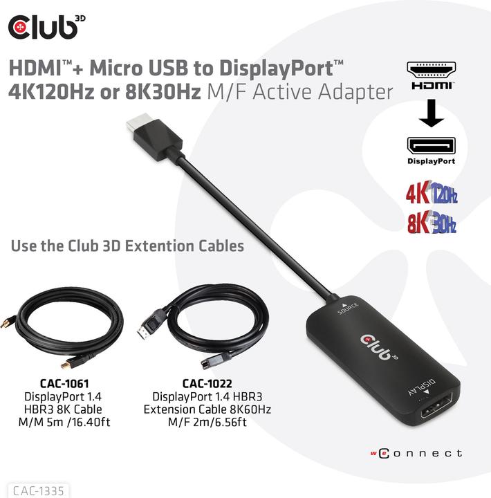 Productafbeelding Club 3D HDMI + Micro USB zu (DP, 0.72 cm)