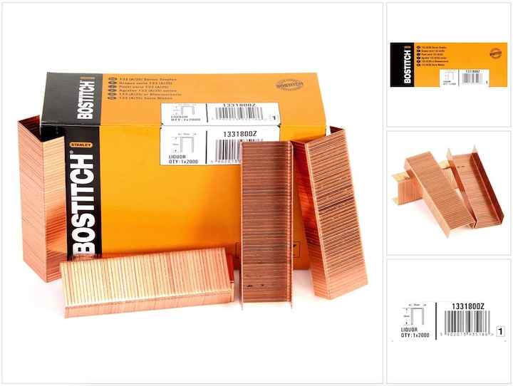 Produktbild Bostitch Karton Klammern 18 mm Liquor 2000 Stk. für DSA-3522-E / DS-3519-E / DSA-3519-E / DSA3522-E (2000 x)