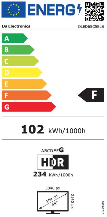 Label énergétique LG 65 Zoll OLED evo AI C5E 4K Smart TV (65", C5, OLED, 4K, 2025)