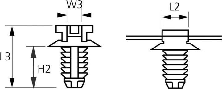Actual product image HellermannTyton T30RFT5 2 piece fir tree cable tie (Plastic cable ties, 150 mm, 500 pcs.)