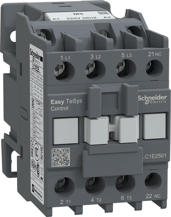 Produktbild Schneider Easy TeSys Leistungsschütz 3P 25A 1NC 220V AC 50Hz LC1E2501M5