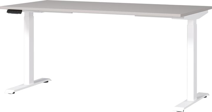 Actual product image Germania JET height-adjustable desk cashmere rectangular, T-leg frame white 160.0 x 80.0 cm (160 x 80 x 72 cm)
