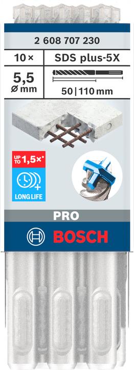 Produktbild Bosch Hausgeräte HammerbohrerPRO SDSplus-5X 5.5x50x 2608707230 VE10