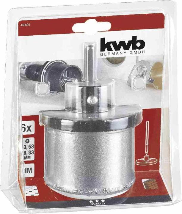 Produktbild kwb Lochsägensatz HM bestreut (22 mm, 33 mm, 35 mm, 44 mm, 68 mm, 83 mm)