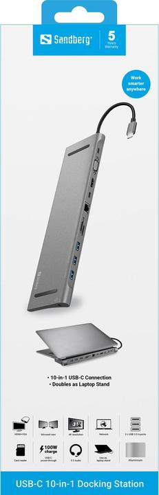 Actual product image Sandberg 10-in-1 (USB-C, 10 ports)