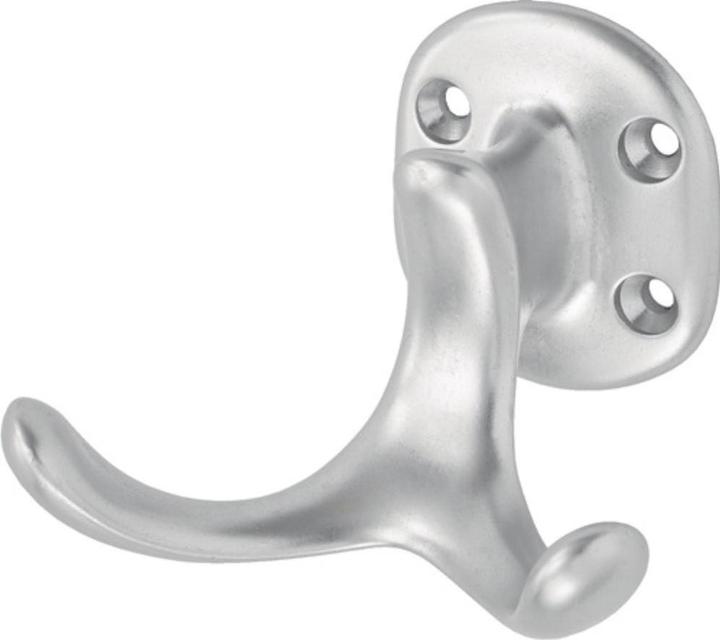 Produktbild Hermeta Mantelhaken 0029 zweifach Ausladung 60 mm Aluminium silberfarbig eloxiert Höhe 47 mm