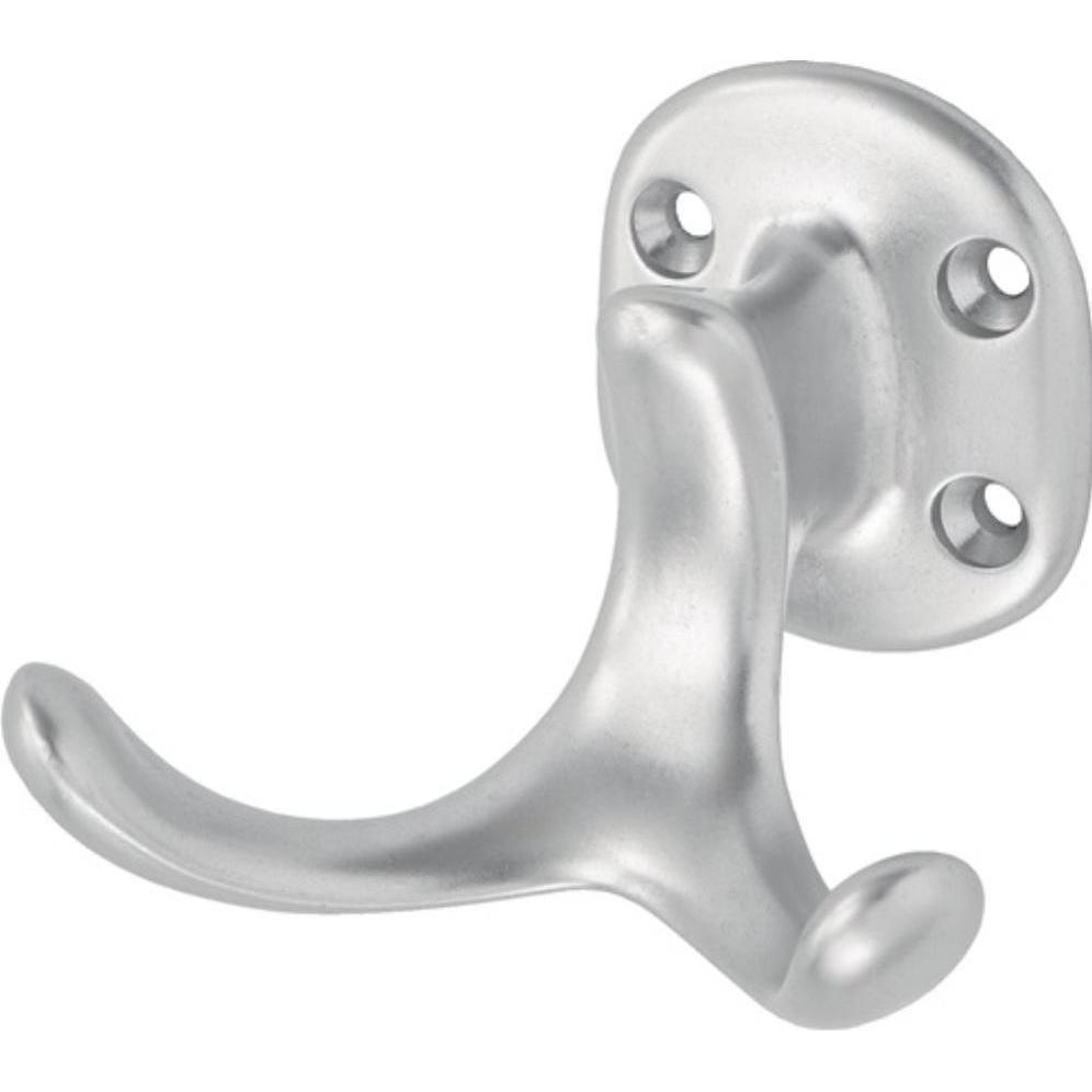 Hermeta, Garderobe + Kleiderhaken, Mantelhaken 0029 zweifach Ausladung 60 mm Aluminium silberfarbig eloxiert Höhe 47 mm