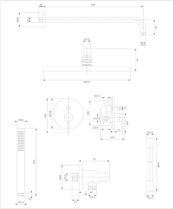 Actual product image Omnires Y-Unterputz-Duschset mit Regenbrause, mattweiss