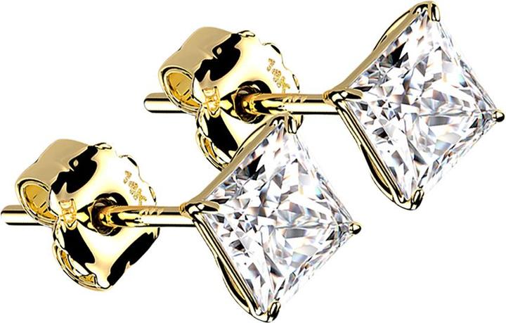 Immagine prodotto Star Piercing Orecchini pendenti in oro 14k con cristallo quadrato in argento (senza ottone, Oro 14k)