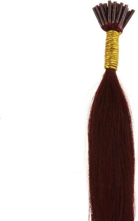 Actual product image Hair2heart 200 x Microring ITip Real Hair Extensions 50 cm 1 g Strands Straight 99 y Burgundy (99 y Burgundy, 50 cm)