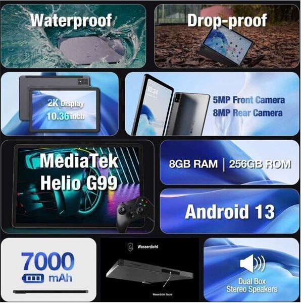 Produktbild AGM P1 PAD 8+256GB 4G 10.36" BLACK (4G, 10.36", 256 GB, Grey)