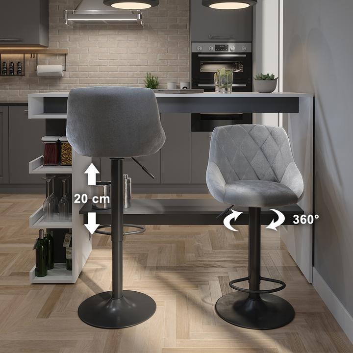 Produktbild Vicco Barhocker 2er Set Sena, Grau/Schwarz, 38.5 x 84 cm