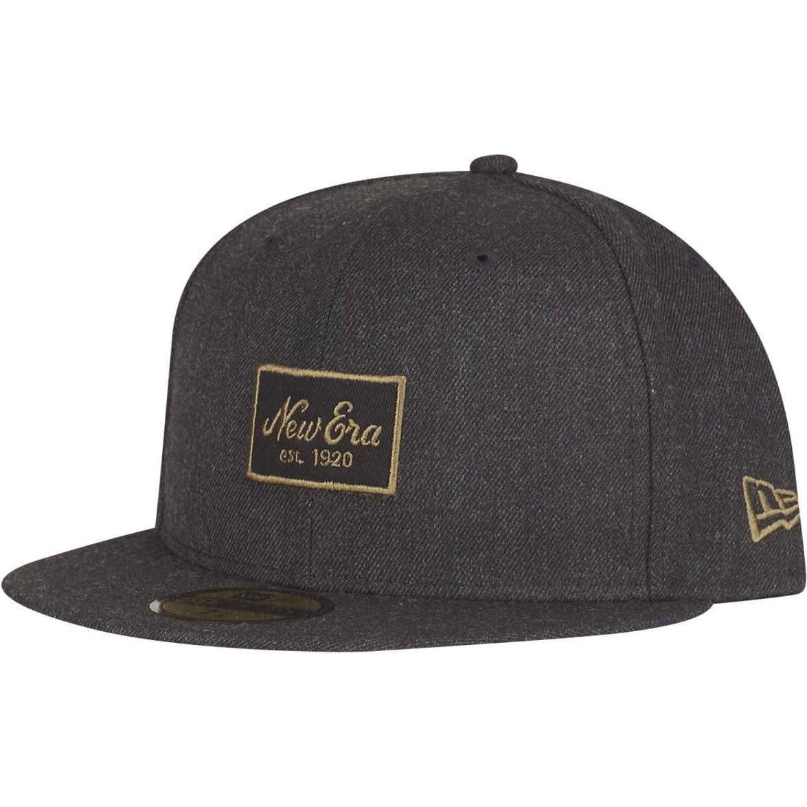New Era, Herren, Cap, 59Fifty Fitted Cap - HEATHER SCRIPT schwarz - 7 1/4, Schwarz, (7 1/4)