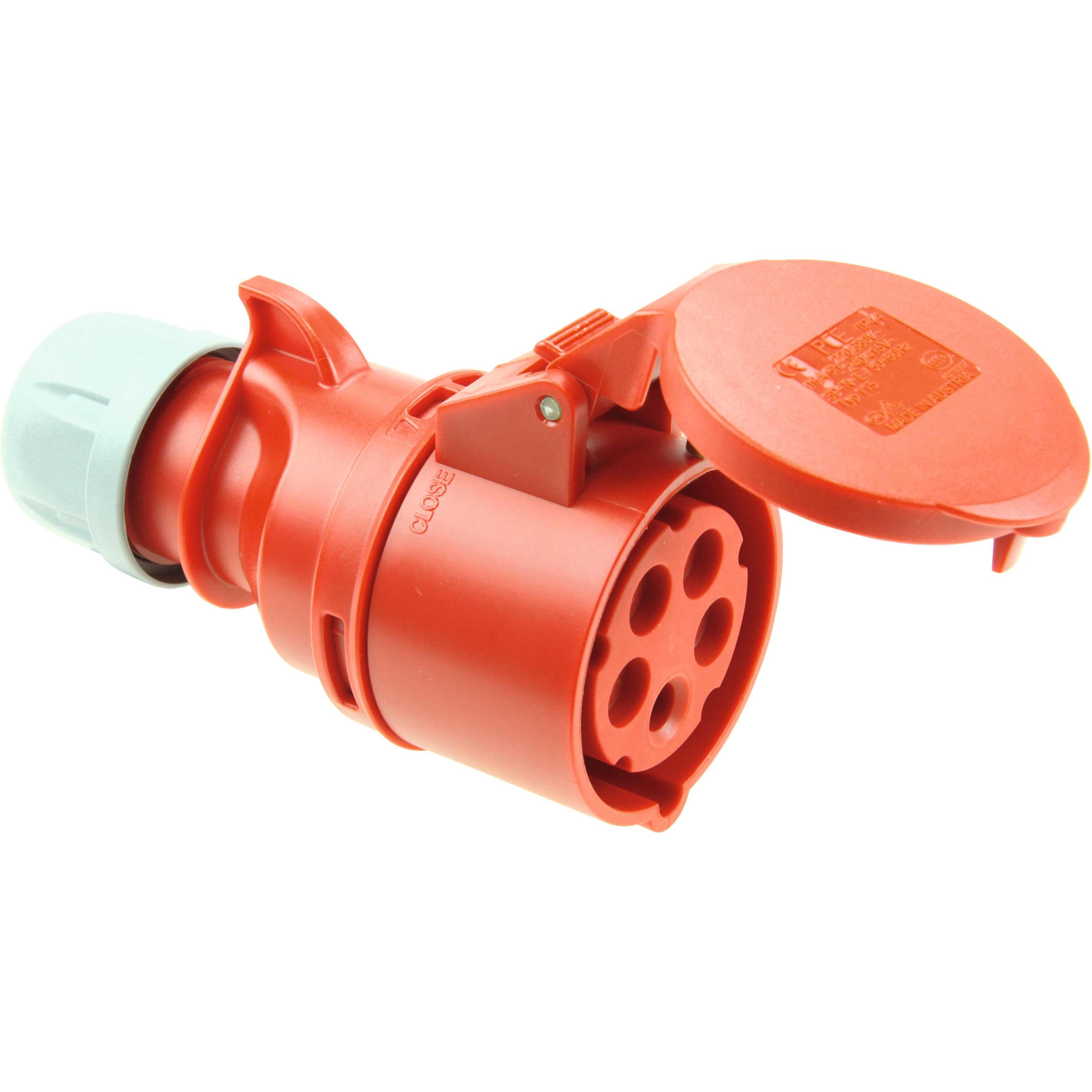 PCE, Netzstecker + Netzkupplung, CEE Kupplungssteckdose mit Deckel 400V 16A IP44 215-6