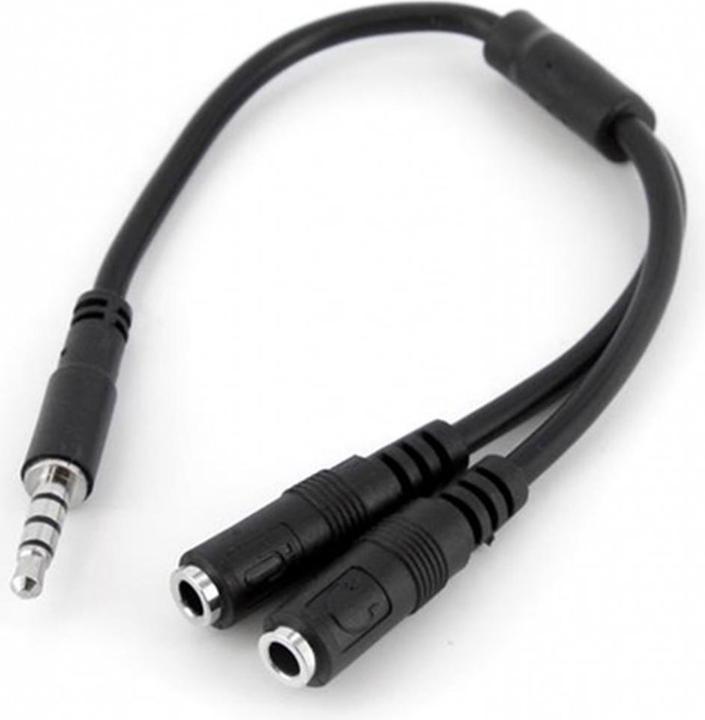 Actual product image StarTech 3.5mm jack audio Y-cable - 4 pin to 3 pin headset splitter (0.20 m)