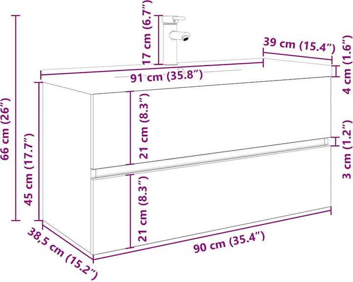 Produktbild vidaXL Waschbeckenunterschrank mit Einbaubecken und Wasserhahn Bad Waschtisch