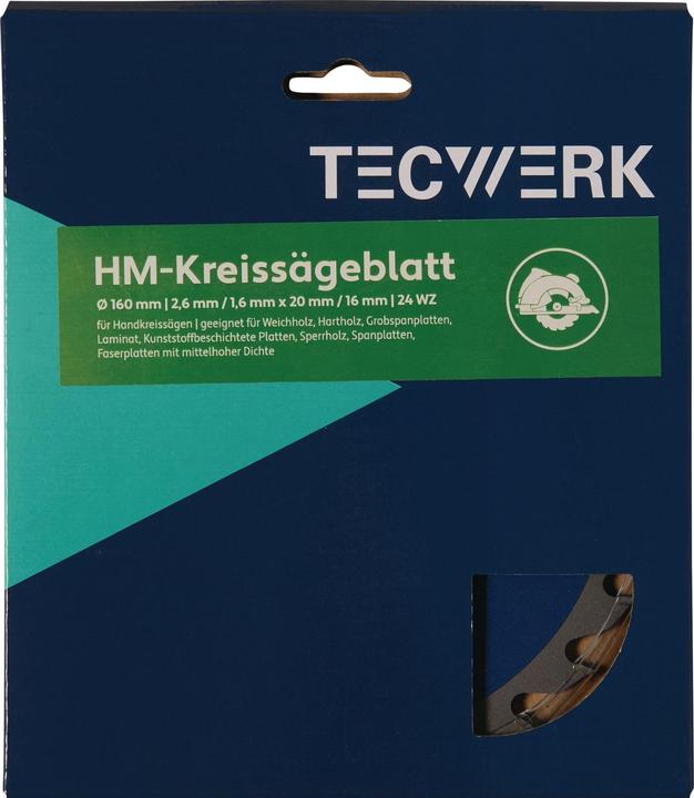 Actual product image Tecwerk Handkreissägeblatt Aussen-Ø 165 mm Zähnezahl 36 WZ Bohrung 20 mm Schnittbreite 1,7 mm